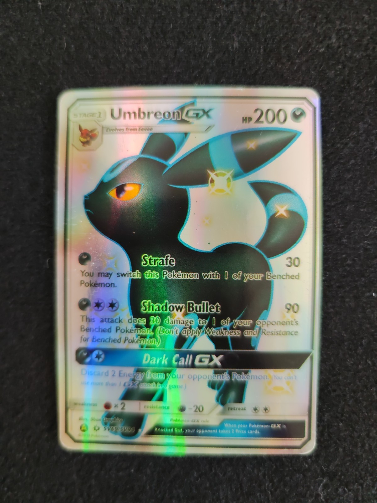 Pokémon Umbreon GX TCG Full Art Shiny SV69/SV94 Hidden Fates PSA 10