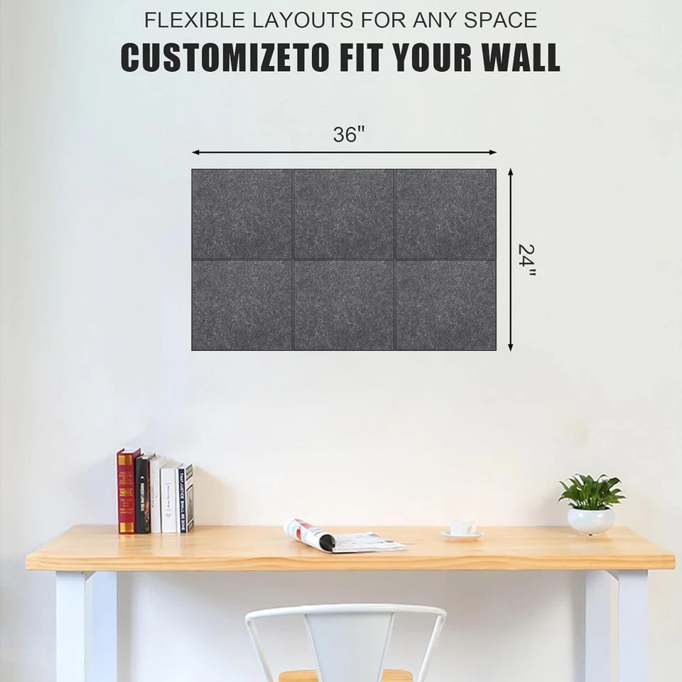 🔥Cork Board Felt Wall Tiles 6 Pack Felt Bulletin Board Charcoal 36"x24"🔥 - Image 2 of 4