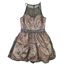 Windsor Fit and Flare Party Dress Rose Gold Grey Sequin Beaded Size 13/14 997