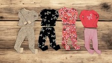Lot of 4 - Girl's 2 Pc. Pajama Sets 8 pc. , Size 4, Bows, Flowers, Carters