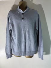 Mens Gap Size Large Grey Knit Long Sleeve High Neck Pullover Jumper Sweater Top.