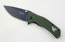 1870OLBLKVT Kershaw Knockout A/O Olive aluminum handle plain blade New Blem