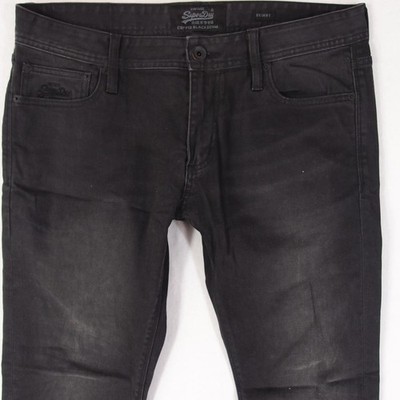 Herrens SuperDry SKINNY Slim Elasthan Schwarz Jeans W36 L32