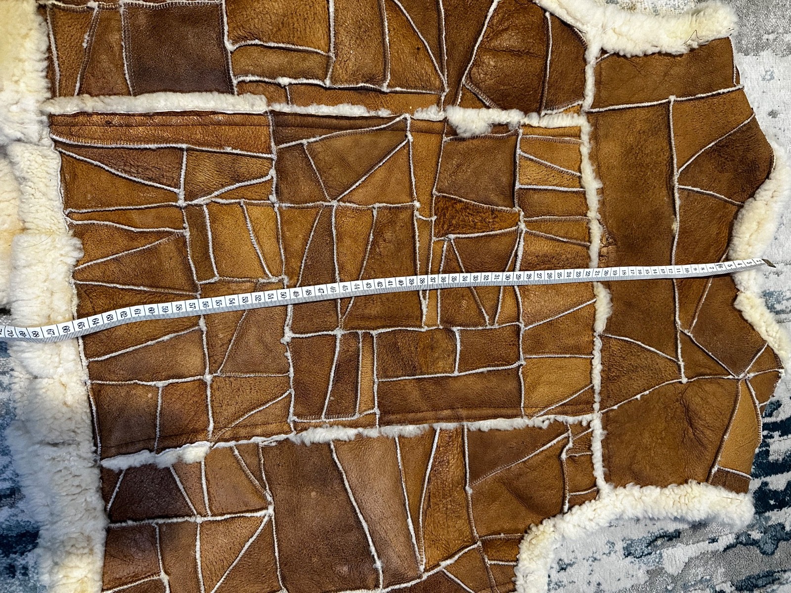 Vintage Shearling Patchwork Vest Brown Suede Leat… - image 20