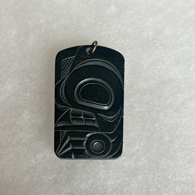Vintage 1976 Northwest Coast DENNY DIXON Hand Carved Argillite pendant SIGNED