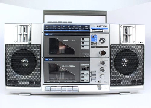 Vintage Emerson CTR949 Stereo Radio Dual Cassette Player Boombox