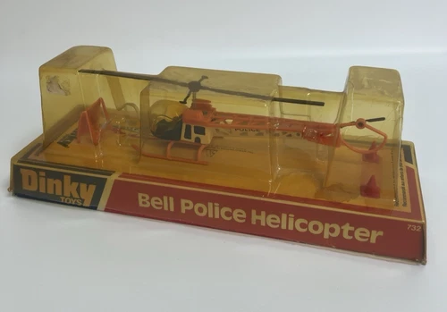 Vintage Dinky Toys 732 Bell Police Helicopter In Original Bubble Box