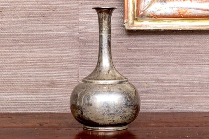 An Antique Sterling Silver Vase, Marked