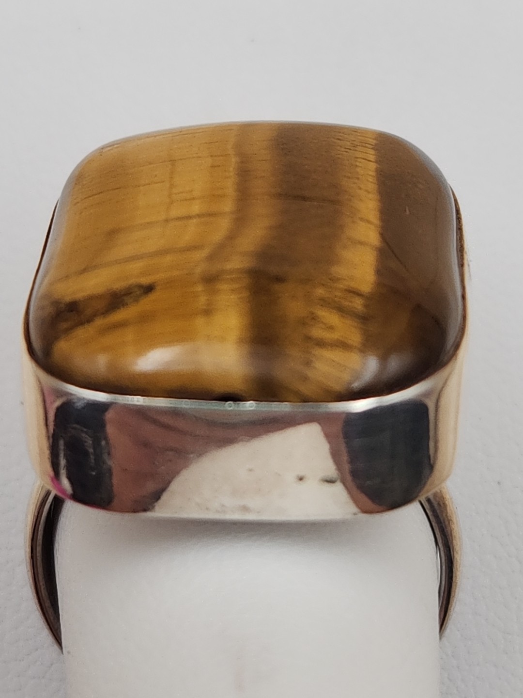 Sterling Silver Rectangular Tigers Eye Ring Size 9 - image 7