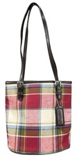 Longaberger Homestead plaid tartan tote bucket bag