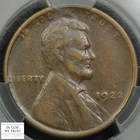 1922 D Weak D Weak Reverse Lincoln Wheat Copper Cent 1C CACG VF 20 CAC (POP:1)