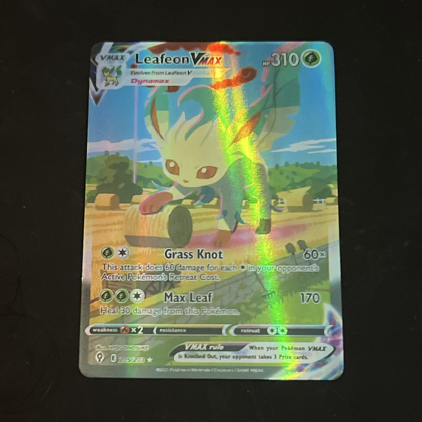 Leafeon VMAX (Alternate Art Secret Rare) 205/203 SWSH07 Evolving Skies Holo