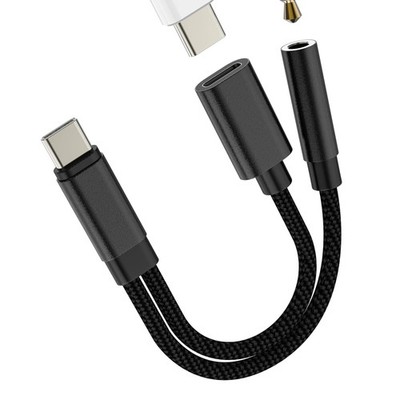 3.5mm headphone Audio Adapter(2in1)USB to AUX Earphone Jack Splitter for iPho...
