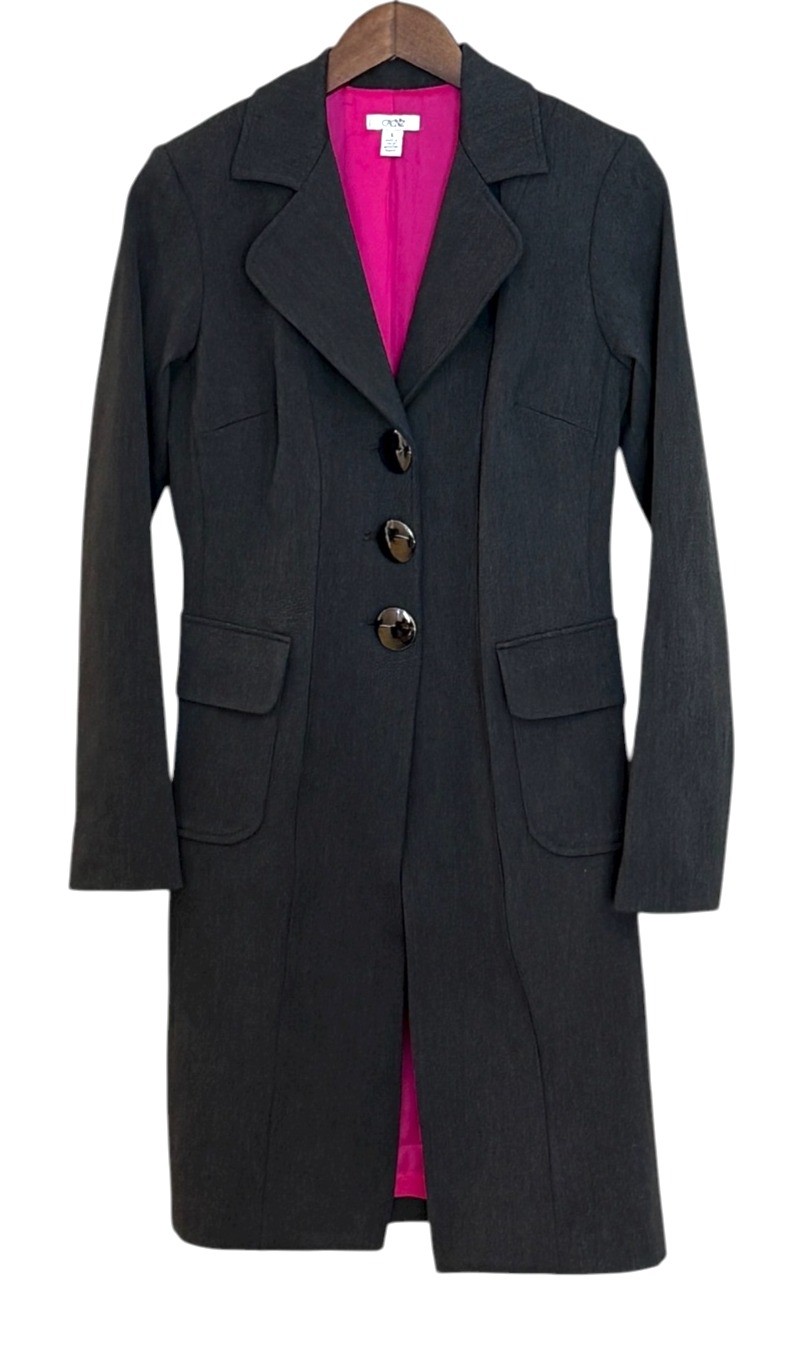 Cache Mirror Buttons Front Jacket Coat Gray Pink … - image 1