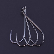 50pcs/lot Fishhooks High Carbon Steel  Long Shank Double Bait Holder Barbed Fish