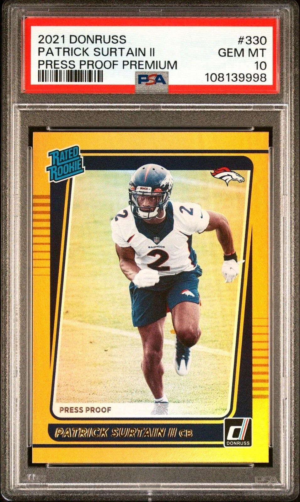2021 DONRUSS PATRICK SURTAIN II 330 RATED ROOKIE PRESS PROOF PREMIUM PSA 10