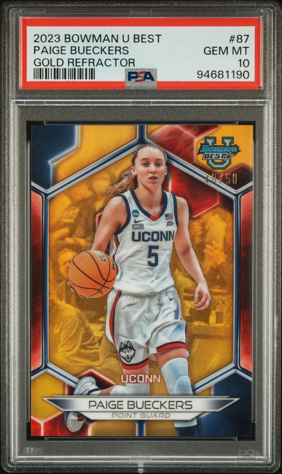 2023 BOWMAN UNIVERSITY BEST GOLD REFRACTOR #87 PAIGE BUECKERS 40/50 PSA 10
