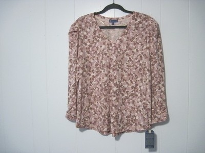Democracy Top Womens XL Pink Long Sleeve V-Neck Core Essentials Lightweight NWT