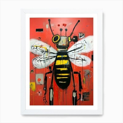Urban Buzz: Bee Robot Kunstdruck gerahmt Wandbild Poster Leinwanddruck Bild