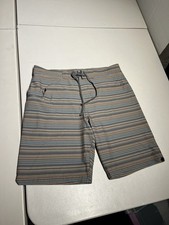 Prana Shorts Men's 32 Board Trunks Striped Beach Fishing Swim Outdoor Poly