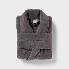 S/M Spa Plush Bath Robe Dark Gray - Threshold