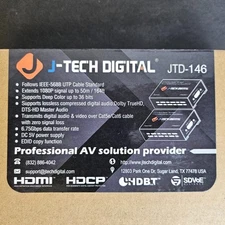 J-Tech Digital JTD-146 Digital HDMI Extender-Deep Color-New 