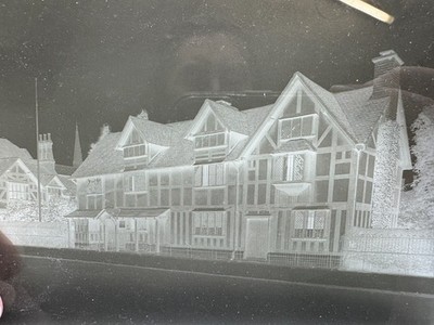 ANTIKES FOTO GLASNEGATIV STRATFORD UPON AVON TUDOR HAUS ARCHITEKTUR FOTO