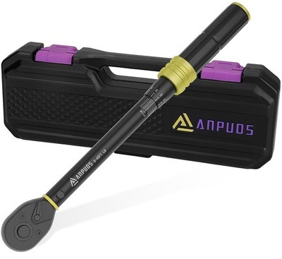 ANPUDS 3/8-Inch Drive Click Torque Wrench (5-45 5-45 ft-lb / 6.8-61 Nm, Black