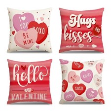 Valentines Day Pillow Covers 18x18 Heart Valentines Day Throw Pillow Pink