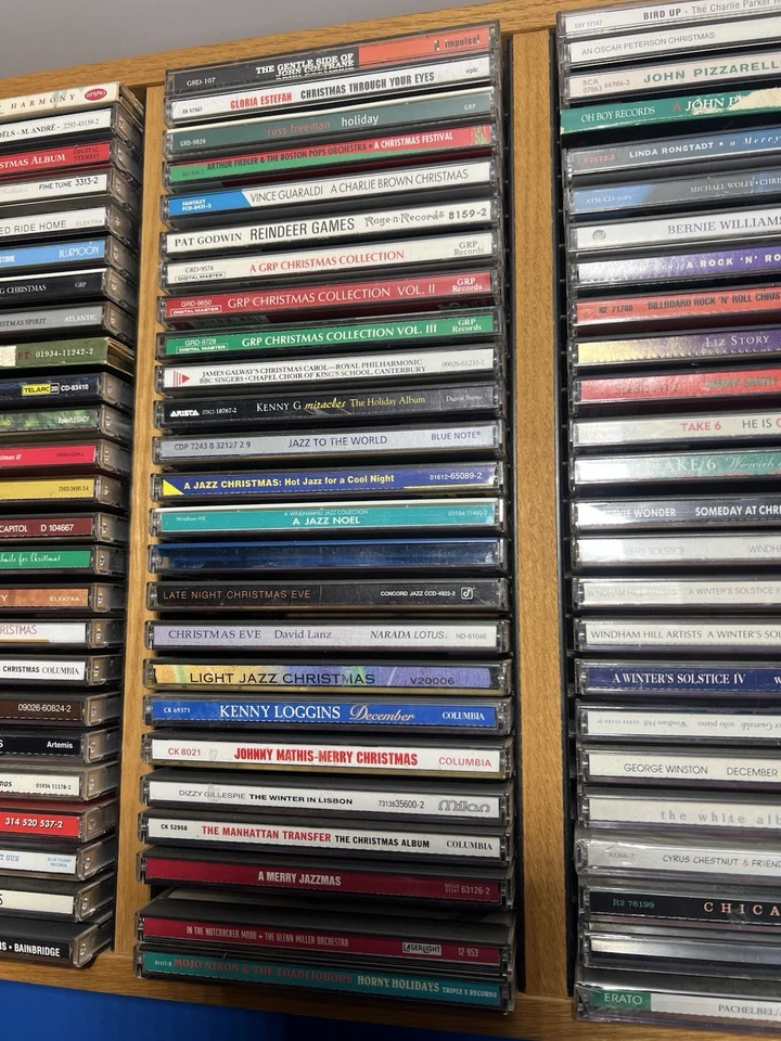 Lot of 75 Christmas Music CDs with Wooden Display Rack – Holiday Collection - Image 4 of 4