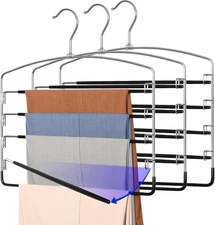 TOPIA HANGER Pant Hangers Space Saving 3 Pack Yoga Silver 3-Packs, 