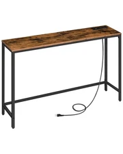 47.2" Console Table with Power Outlets and USB Ports, Sofa Narrow Entryway Ta...