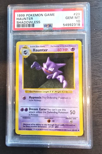Pokémon Haunter Shadowless (Low POP) PSA 10 Base Set 29/102 Vintage 1999 WOTC 29