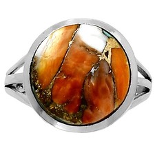 Premium Spiny Oyster Turquoise 925 Sterling Silver Ring Size 7 R-1006