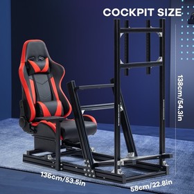 Supllueer 4080Aluminum Racing Sim Cockpit With TVStand Red Seat Fit LogitechG920