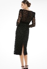 Mac Duggal Gown Dress Womens Size 4 Black Floral Embellished Beaded Retail $598