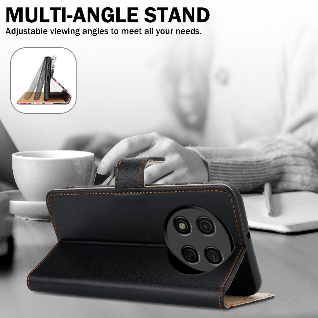 COMAKU Custodia Ulefone Note 15, Cover a libro con blocco RFID, chiusura magnetica, cover per cellulare antiurto -nero