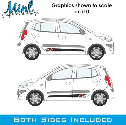 Hyundai i10 Seitenstreifen PASSEND FÜR ALLE MODELLE Aufkleber Sticker Grafik KOSTENLOSER VERSAND 037 - Bild 3 von 4