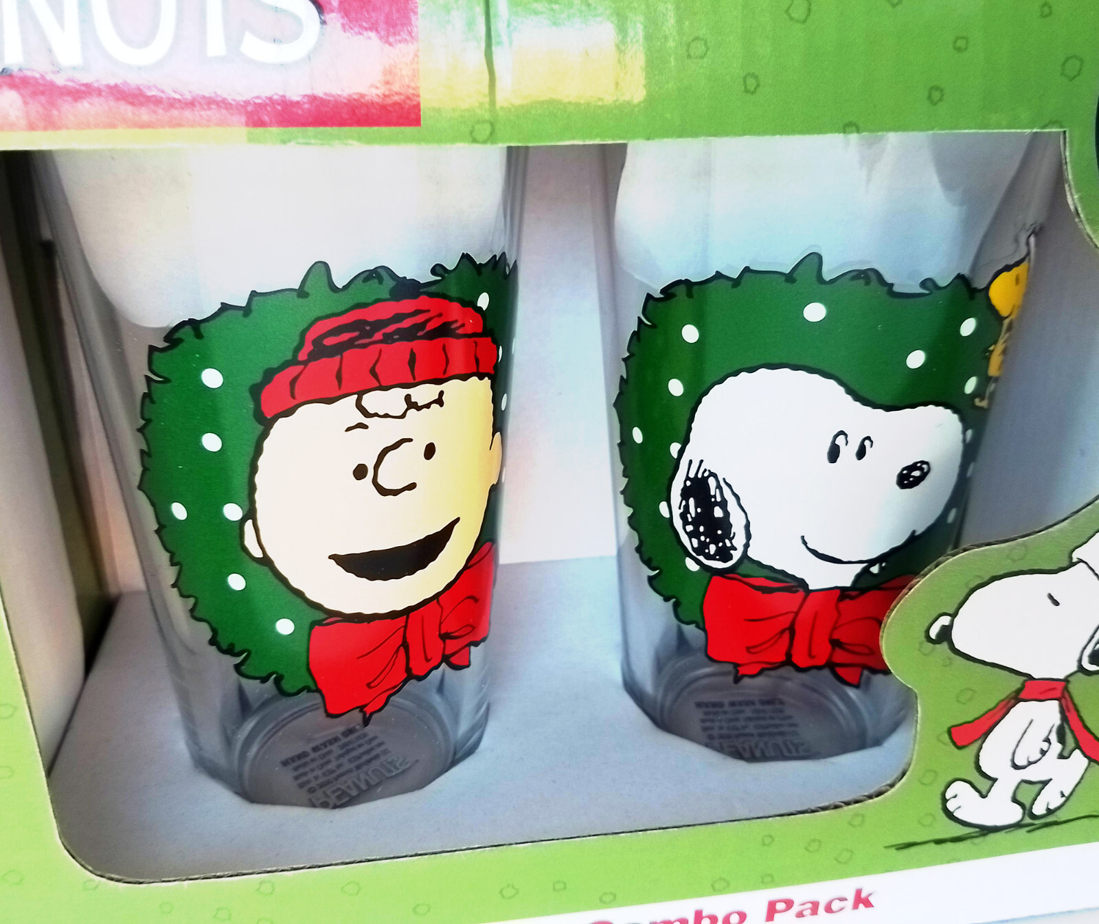PEANUTS Christmas Gift Set! Tumbler Glasses/Ice Cube Tray Charlie