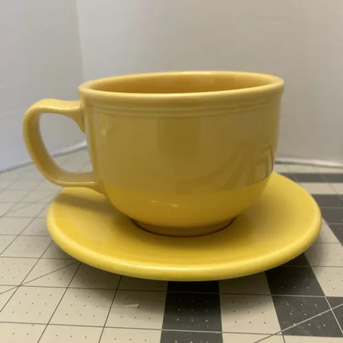 Homer Laughlin Fiesta Ware Jumbo Mug & Saucer Mug Bowl Cup Sunflower Yellow 18oz