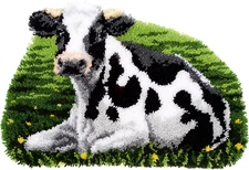 Buyecity Latch Hook Rug Kits for Adults, Animal Cow Pattern, 20.5"X14", PZD-712