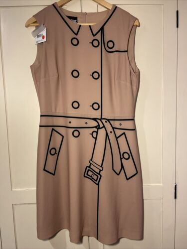 MOSCHINO Silk Dusty Pink Trench Illusion Dress IT44 UK12 New - Picture 1 of 9