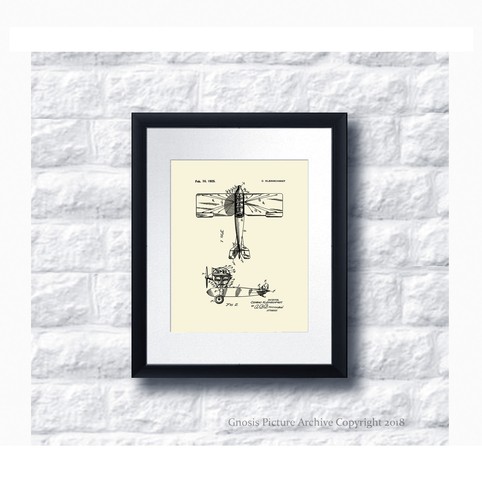 Vintage Airplanes Decor Wall art Set of 6 Unframed Cream Early Aviation Patents - Picture 6 of 8