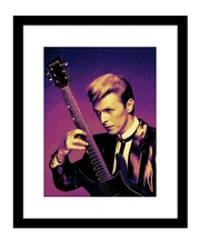 David Bowie 8x10 photo print with Guitar in psychedelic color Space Oddity