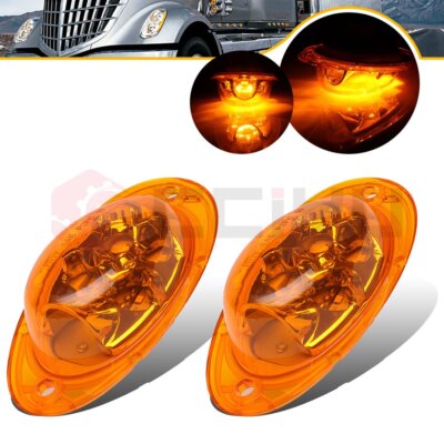 As-speedfather 2x 5-LED Amber Side Marker Lights – For Freightliner Cascadia, 12V, Turn Signal