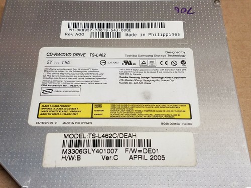 Toshiba Samsung Laptop CD DVD Drive 0K8957 TS-L462 TS-L462C/DEAH Bay Dell - Picture 2 of 2
