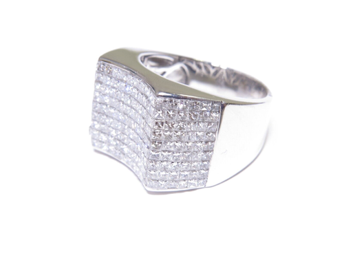 14k White Gold Princess Cut 4.00ct Beautiful White Diamond Invisible Set Ring - Picture 5 of 6