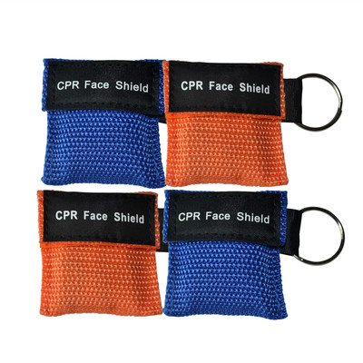100pcs/pack CPR MASK 2 COLORS KEYCHAIN ONE WAY VALVE  CPR FACE SHIELD