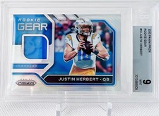 2020 Panini Prizm Justin Herbert RC #19 Relic Rookie Gear Card BGS 9 Mint 🔥