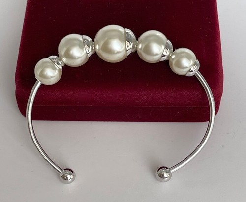 Luxus Perlen Armband Armreif Perle 750er Weißgold 18K vergoldet Damen - Bild 2 von 7